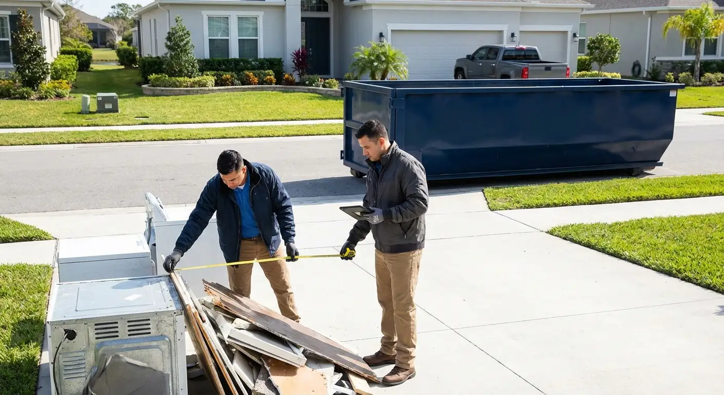 Concrete dumpster rental delivery truck in Towson, MD