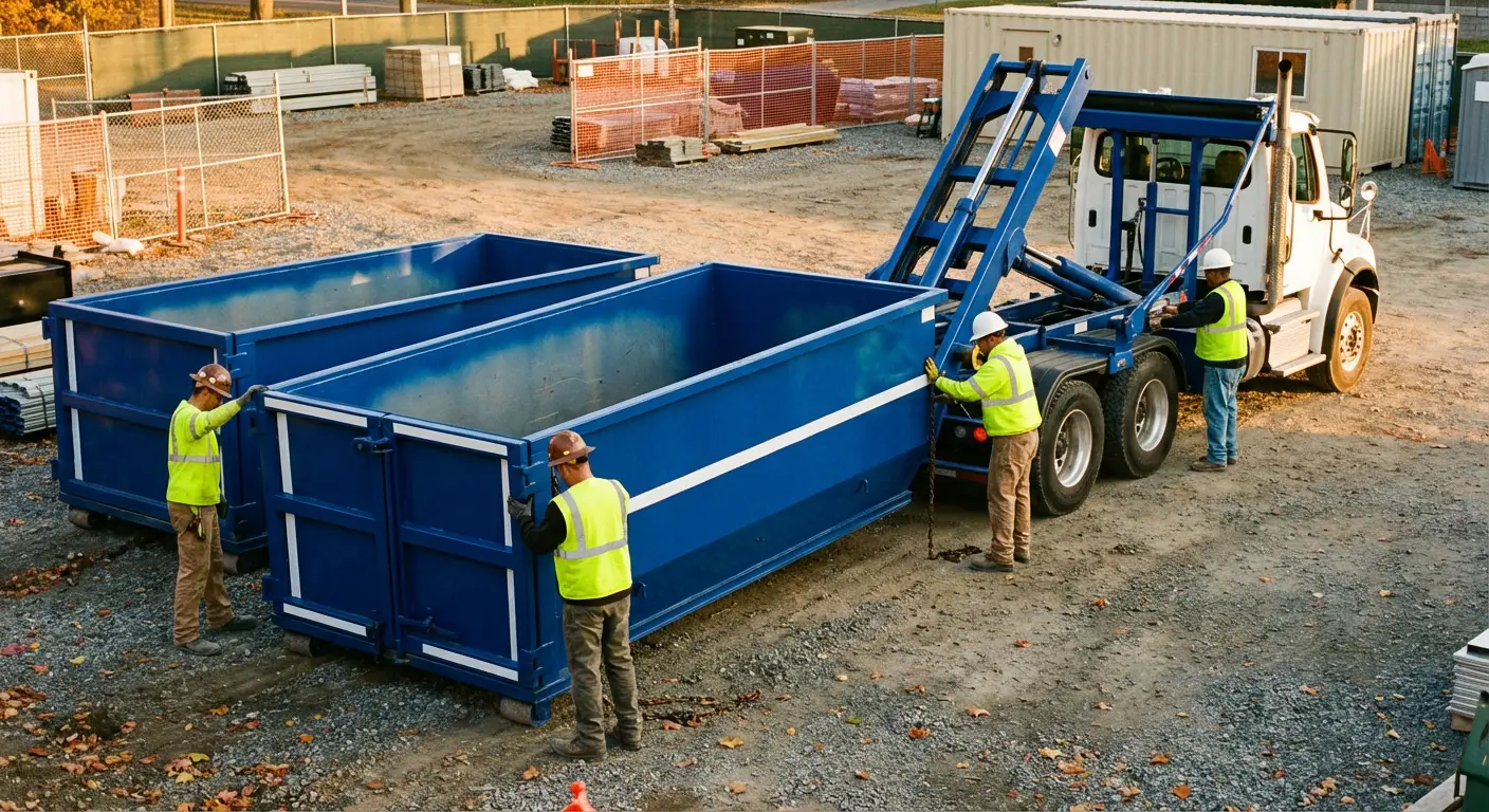 Commercial dumpster logistics and delivery truck access in Towson, MD